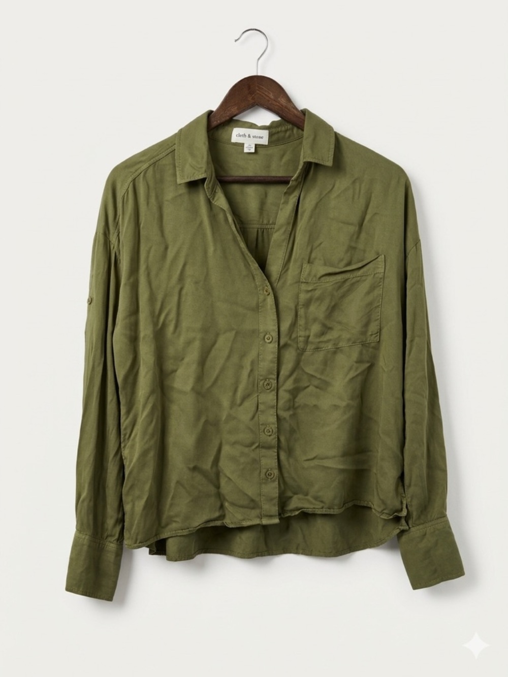 cloth & stone Olive Button-Down Relaxed Shirt